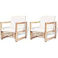 vidaXL 2X Sillas de Jardín Bambú 60x65x72 cm Sillón de Exterior Asiento Patio
